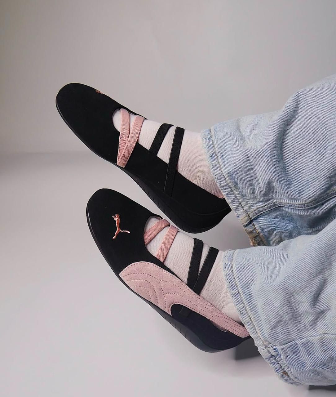 Puma Speedcat Ballet Black Mauve Mist shoes, Stylish Puma women's shoes, Comfortable ballet sneakers.
