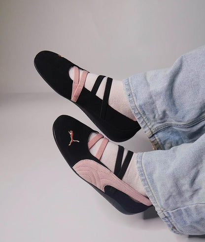 Puma Speedcat Ballet Black Mauve Mist shoes, Stylish Puma women's shoes, Comfortable ballet sneakers.